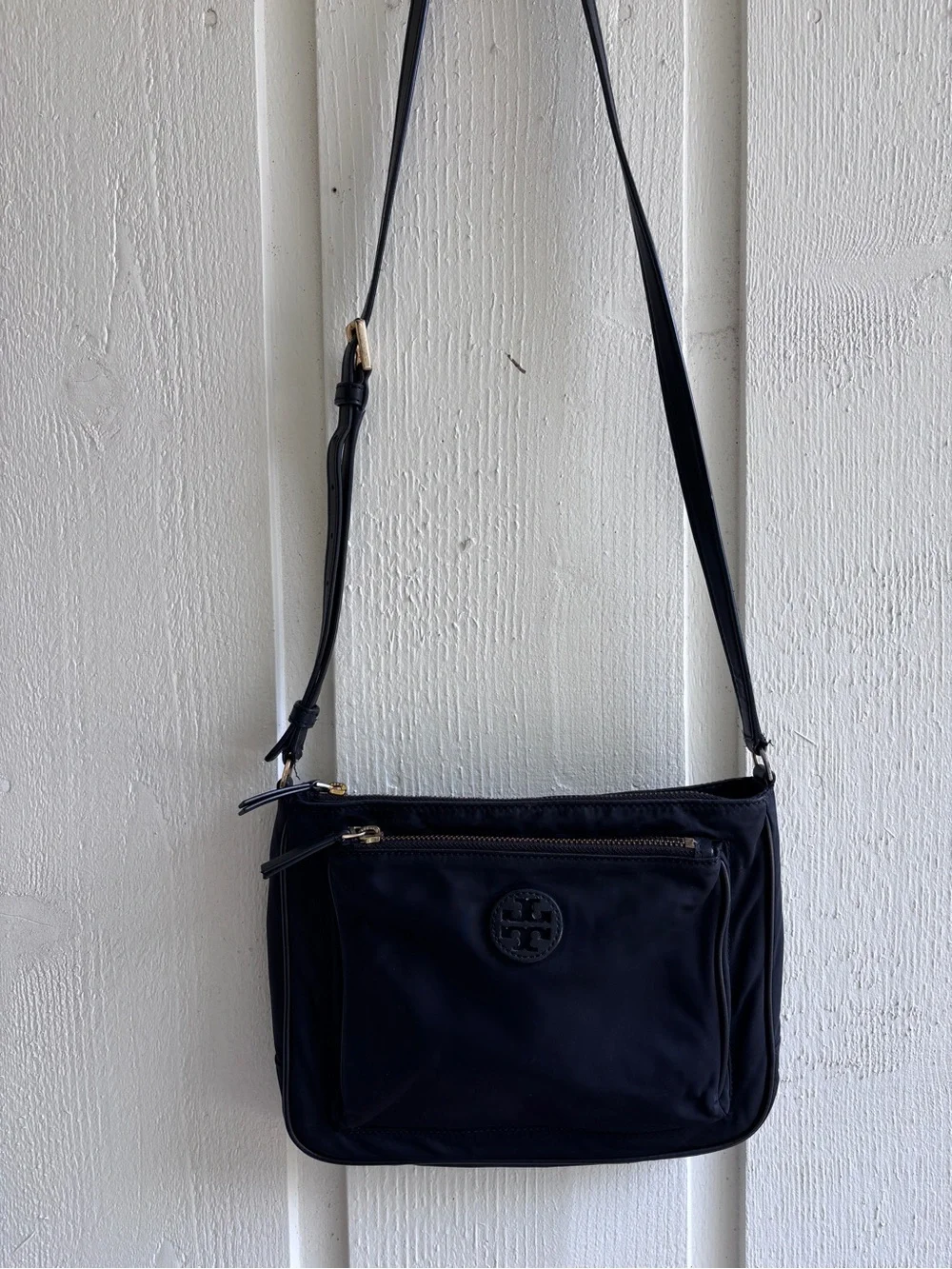 Tory Burch Black Nylon Crossbody with Gold Hardware
